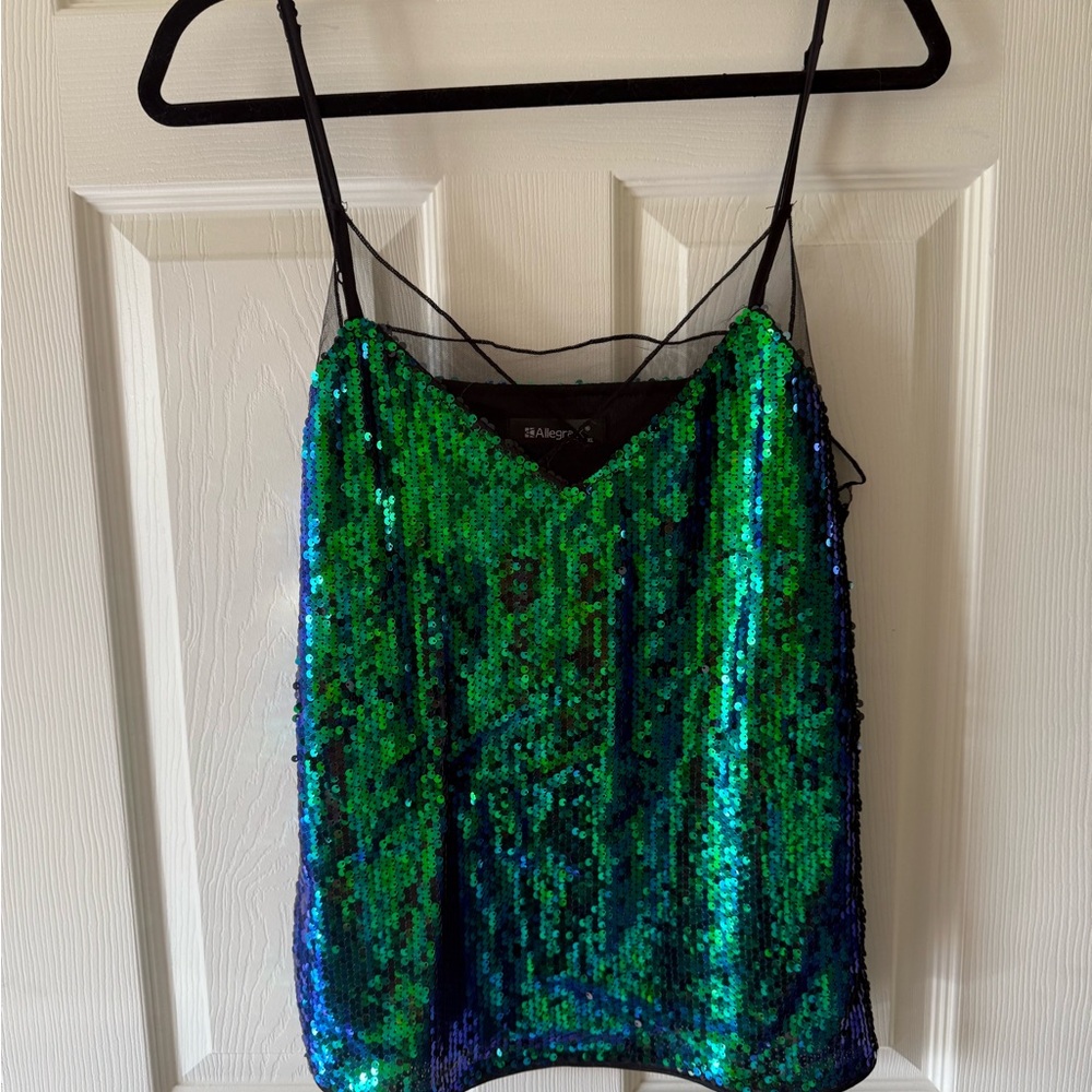 Allegra K Green and Blue Sequin Camisole